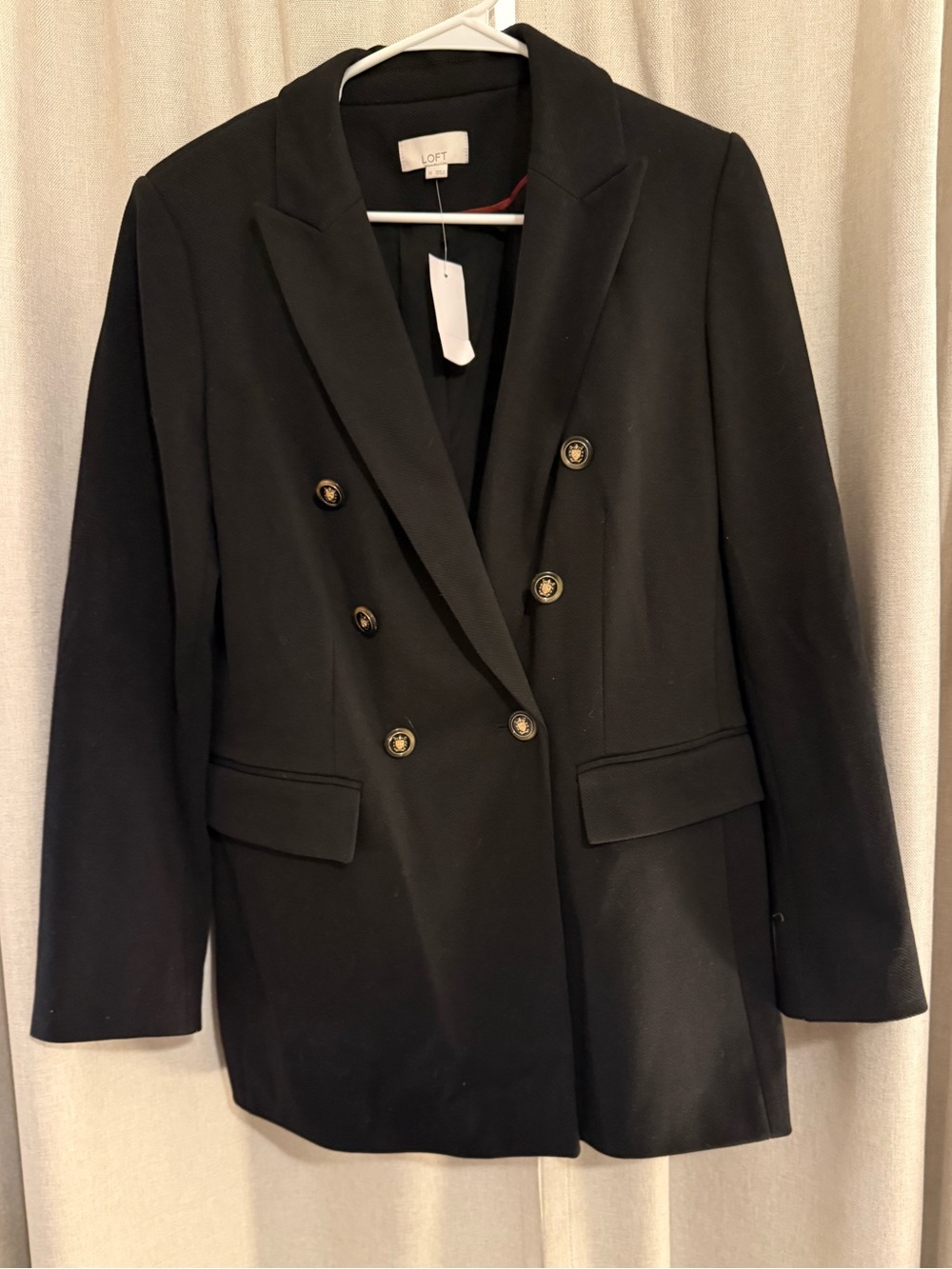 LOFT Women's Black Double-Breasted Blazer Coat 10